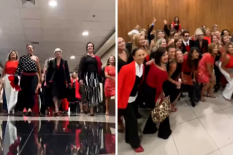 71 mulheres vestem vermelho e preto para pré-estreia de 'O Diabo Veste Prada 2' em Campinas