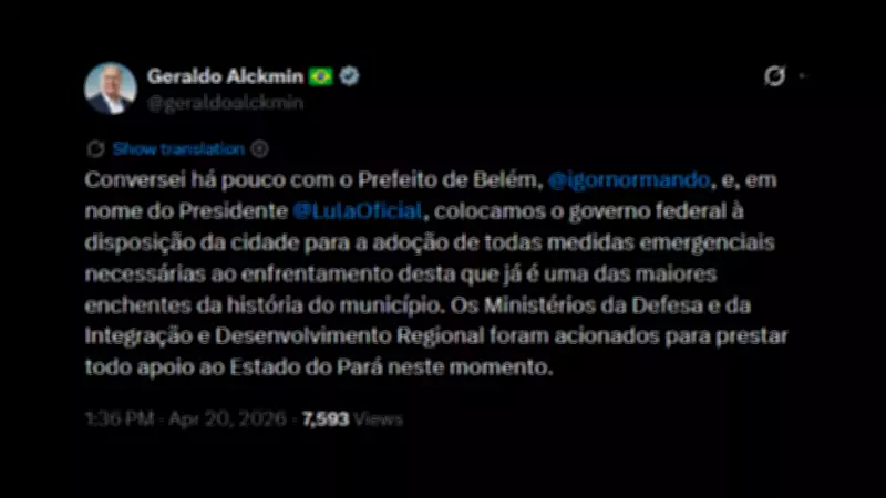 Alckmin anuncia apoio federal ao Pará após enchentes históricas em Belém