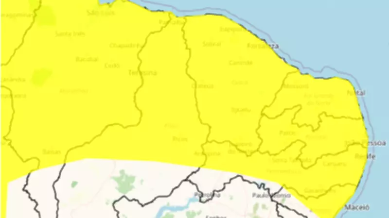 Alerta amarelo de chuvas intensas atinge interior de Pernambuco com ventos fortes