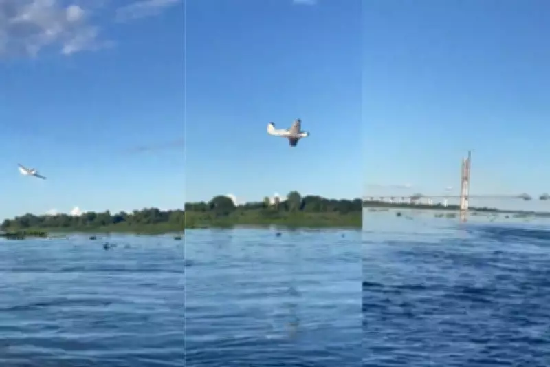 Avião realiza manobra arriscada perto da ponte da Rota Bioceânica em construção