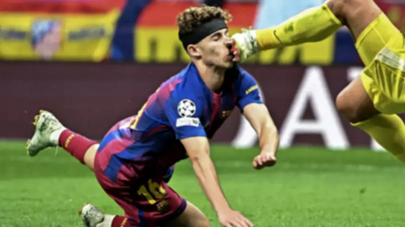 Barcelona vence Atlético de Madrid na Liga dos Campeões com lance violento de Fermín López