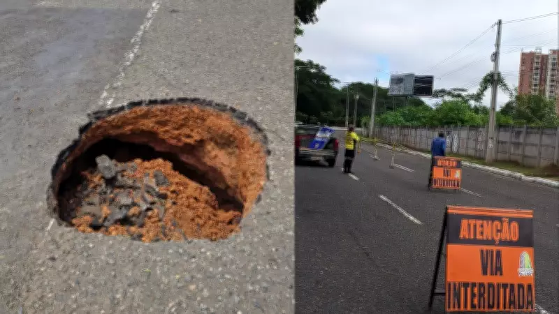 Buraco interdita parcialmente Avenida Raul Lopes na Zona Leste de Teresina