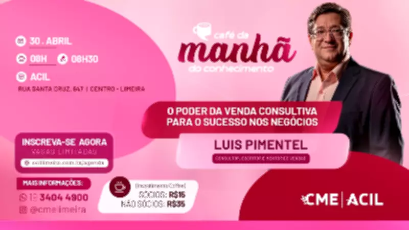 Café do Conhecimento em Limeira aborda venda consultiva com especialista Luis Pimentel