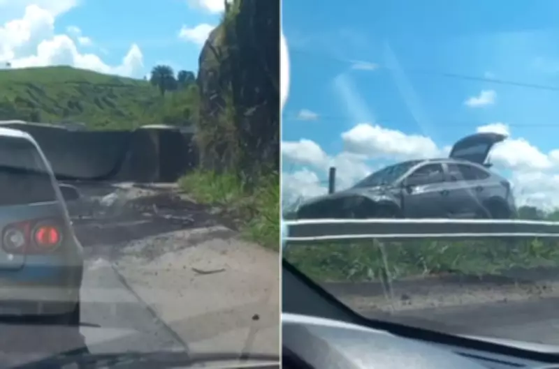 Caminhão tomba em curva perigosa da BR-356 e deixa três feridos em Bom Jesus do Itabapoana