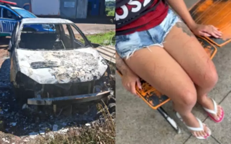 Casal foge para mata após perseguição a tiros e tem carro incendiado em Goiânia