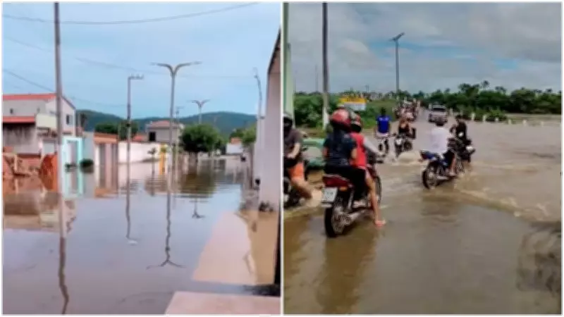 Cheia do rio Coreaú no Ceará alaga ruas e decreta emergência