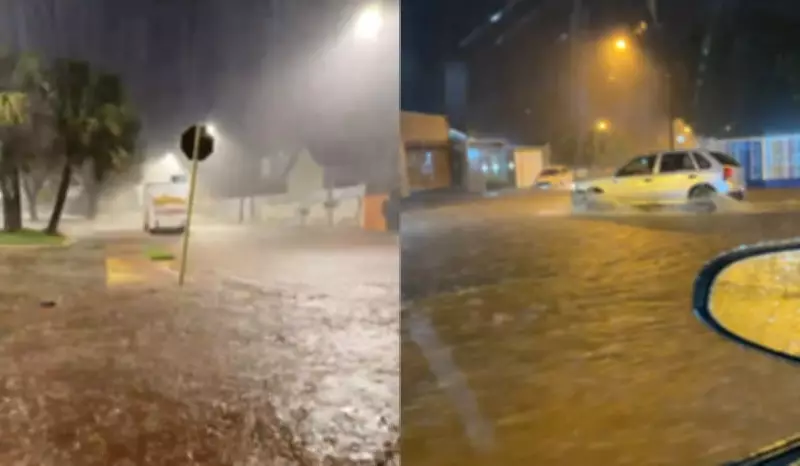 Chuva intensa em Rosana causa transbordamento de córrego e alagamentos em ruas