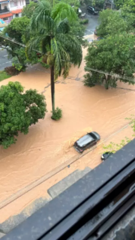 Chuva intensa provoca alagamentos e queda de muro em Volta Redonda