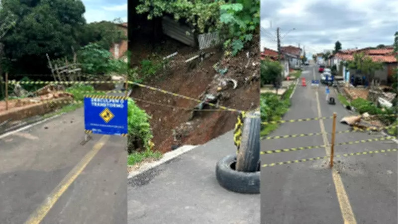 Erosão interdita rua em Teresina; obras de recuperação devem durar 20 dias