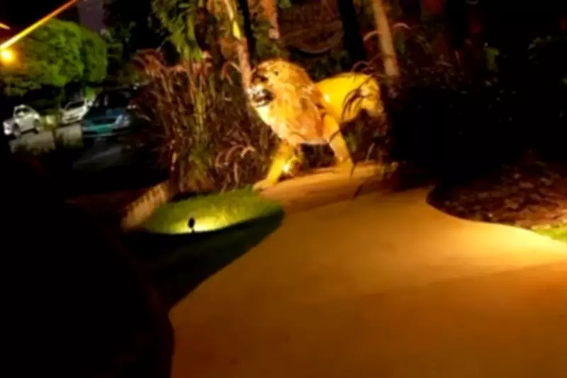 Estátua de leão é furtada em hamburgueria de Campo Grande; recompensa é oferecida