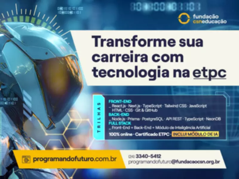 ETPC oferece formação completa para ingressar no mercado de tecnologia do zero
