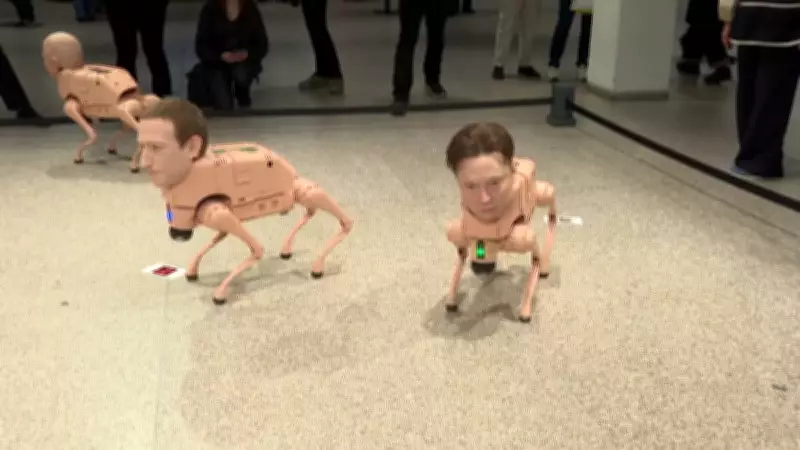 Exposição em Berlim exibe cães-robôs com rostos de Elon Musk e outros famosos