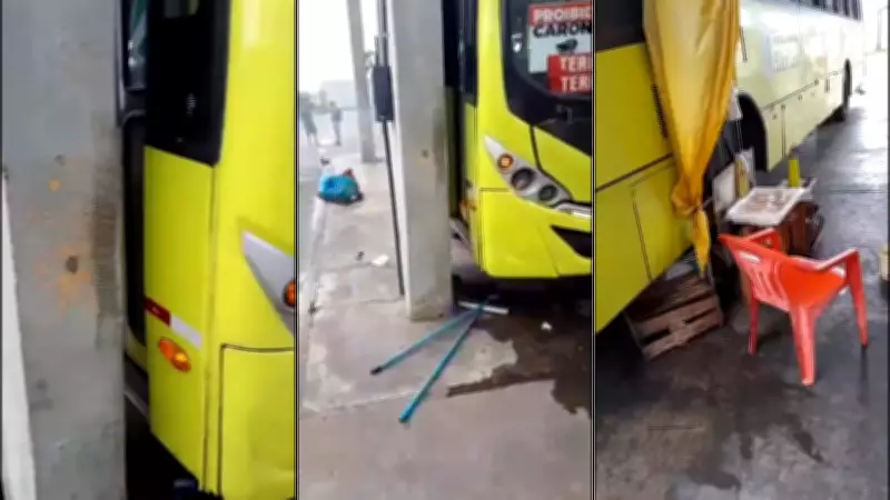 Falha nos freios de ônibus provoca acidente no Terminal da Praia Grande em São Luís