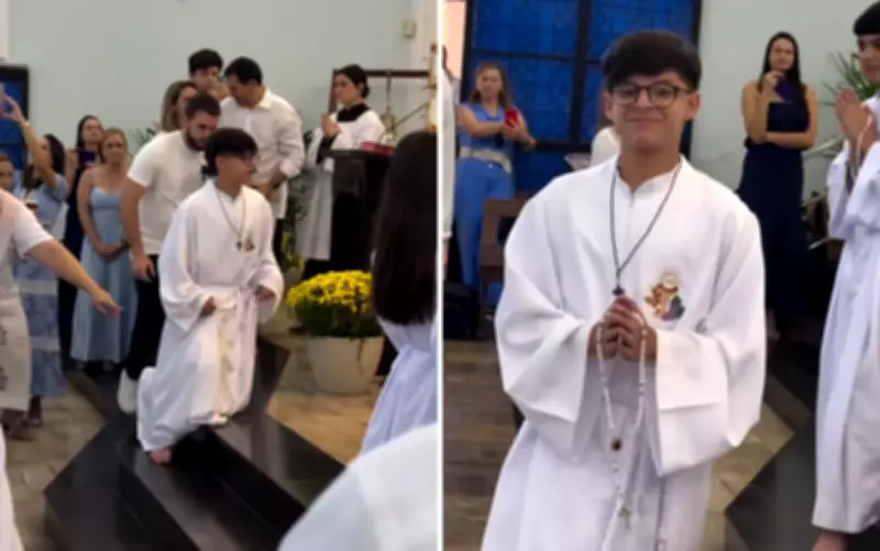 Filho de Cristiano Araújo celebra Primeira Comunhão e semelhança com pai emociona fãs