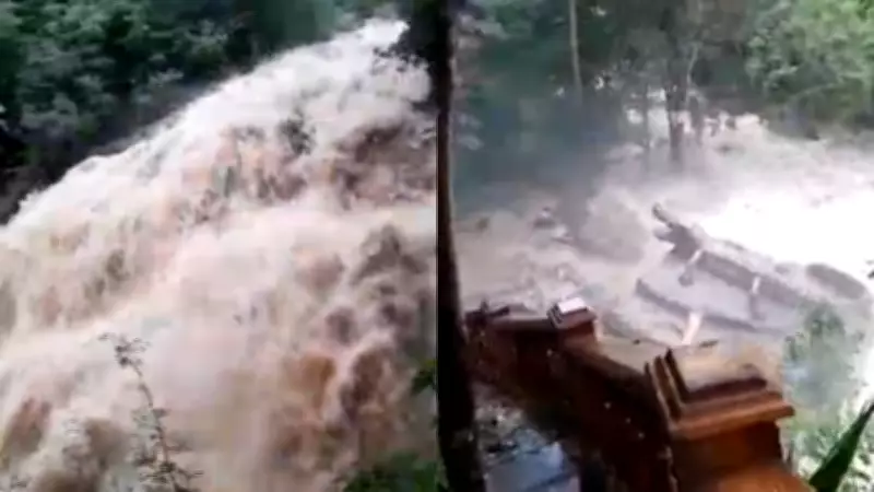 Força da água impressiona em cachoeira na Serra da Meruoca após fortes chuvas no Ceará