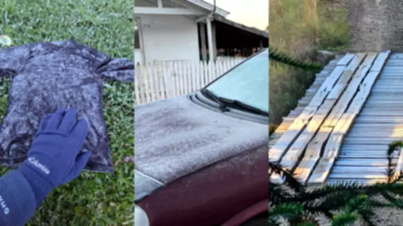 Frio extremo na Serra de SC: carros e roupas amanhecem congelados com -3,33°C