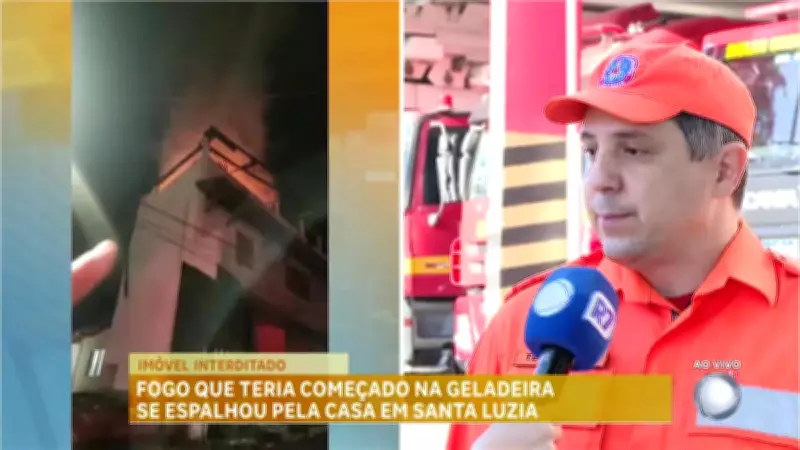 Geladeira com pane elétrica provoca incêndio residencial em Santa Luzia, na Grande BH