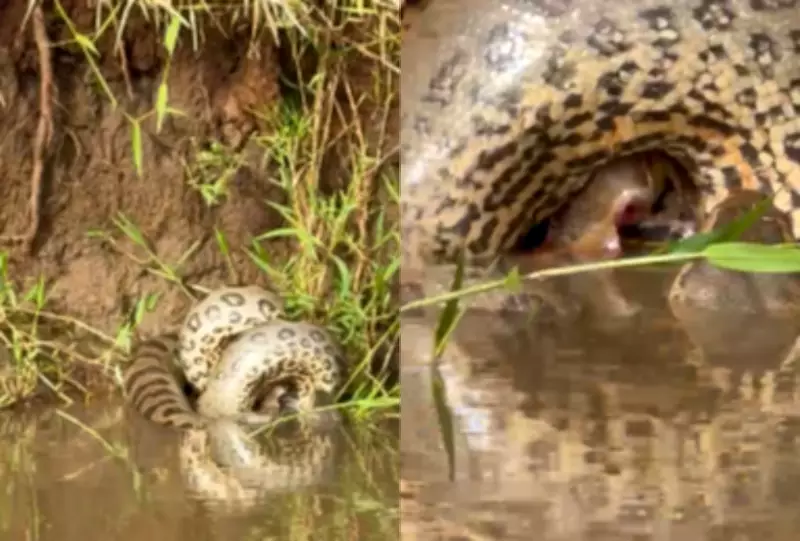 Guia flagra sucuri capturando peixe armal em rio de Mato Grosso do Sul