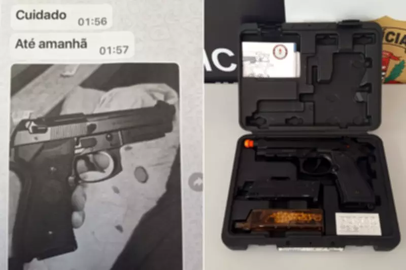 Homem ameaça ex-companheira via WhatsApp e tem arma de airsoft apreendida pela polícia em Santos