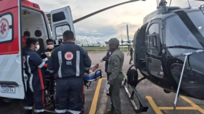 Homem de 33 anos é resgatado de helicóptero após sofrer 11 facadas em Calçoene