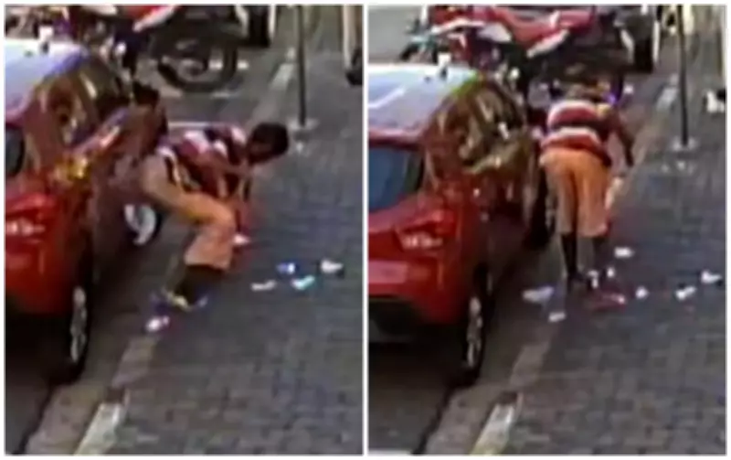 Homem em situação de rua suja carro com fezes em São Roque; câmeras flagraram