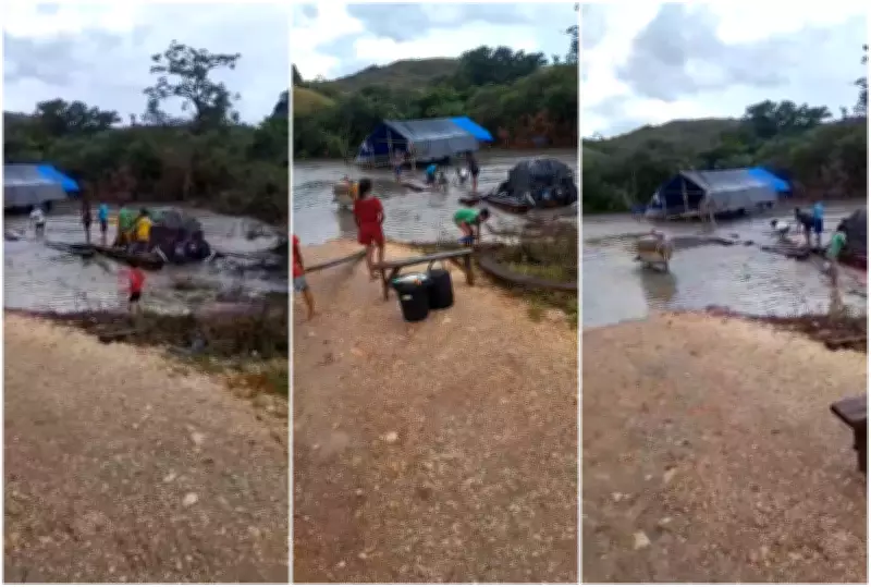 Igarapé Morro transborda em Uiramutã e prejudica tráfego de moradores