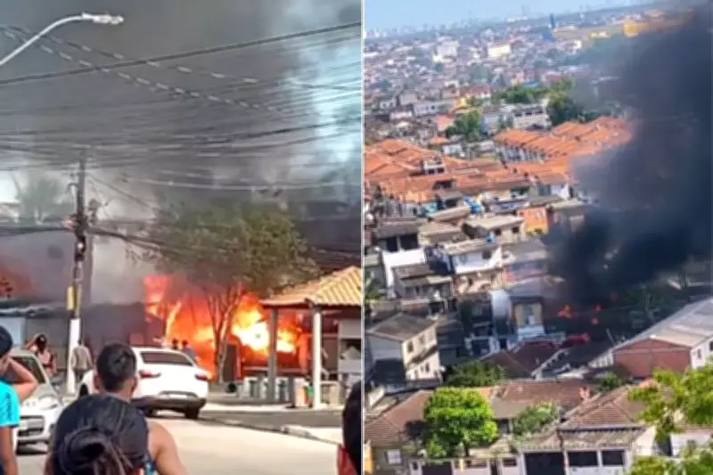 Incêndio atinge seis moradias em comunidade no litoral de SP; mulher fica ferida