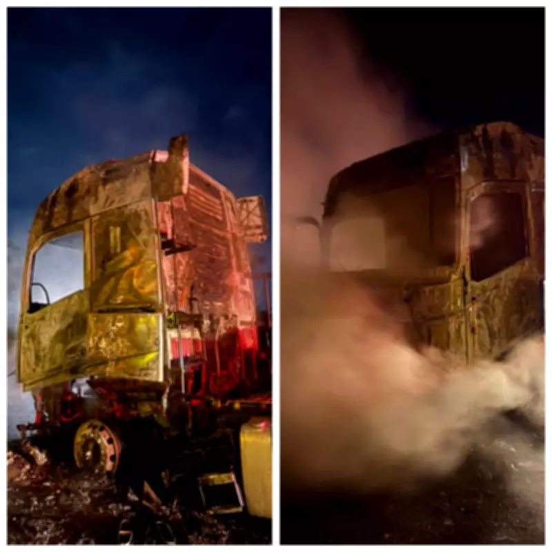 Incêndio consome cavalo mecânico de carreta na BR-135 próximo a pedágio em Engenheiro Dolabela
