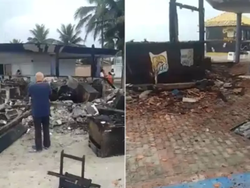 Incêndio destrói quiosque em Mongaguá; estrutura será demolida