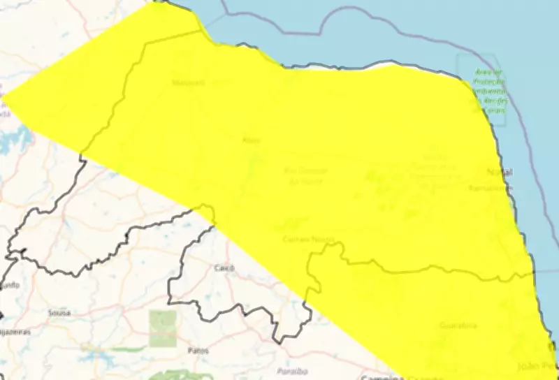 Inmet emite alerta amarelo para chuvas intensas em 124 cidades do Rio Grande do Norte