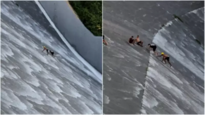Jovens se arriscam no sangradouro do Açude Orós; prefeitura alerta para perigo de acidentes