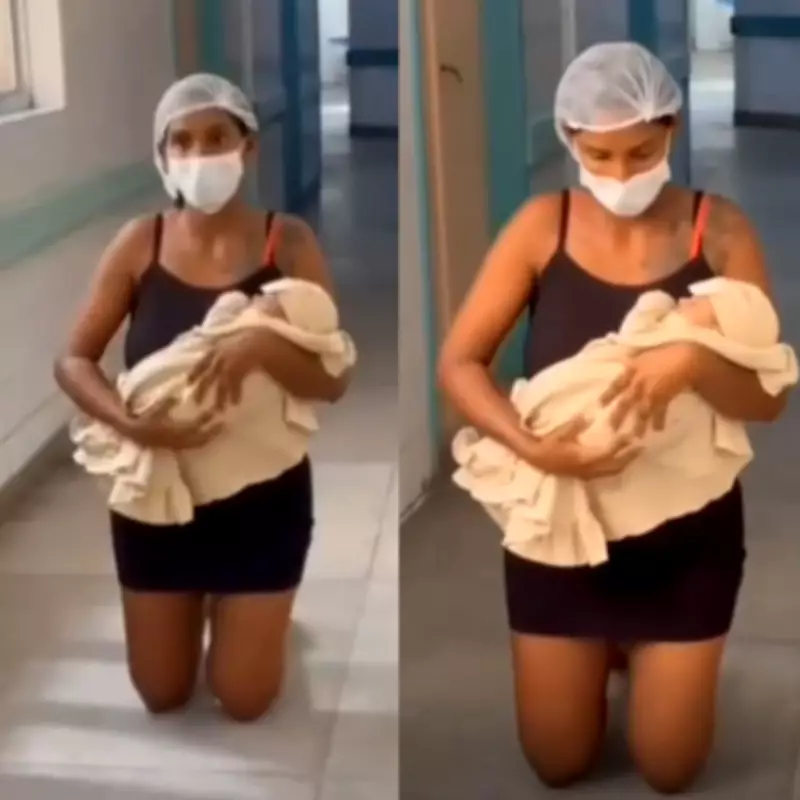Mãe cumpre promessa e deixa maternidade de joelhos com filho que superou 1% de chance de vida
