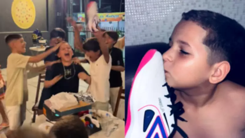 Menino supera bullying e realiza sonho com chuteira; comemoração com amigos viraliza na internet