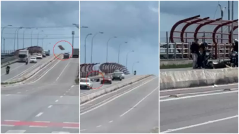 Motociclista cai após ser atingido por papelão que voou de caminhonete em Fortaleza