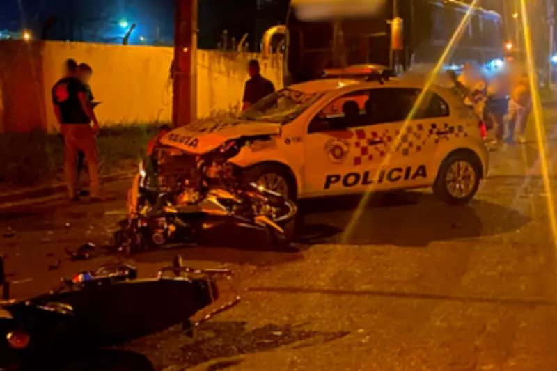 Motociclista colide com viatura após ser atingido por fugitivo da polícia em Teodoro Sampaio