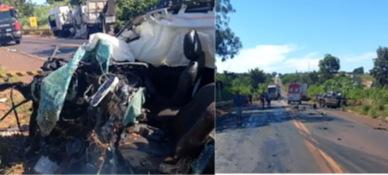 Motorista de caminhonete morre em grave acidente com carretas na BR-364 em Frutal