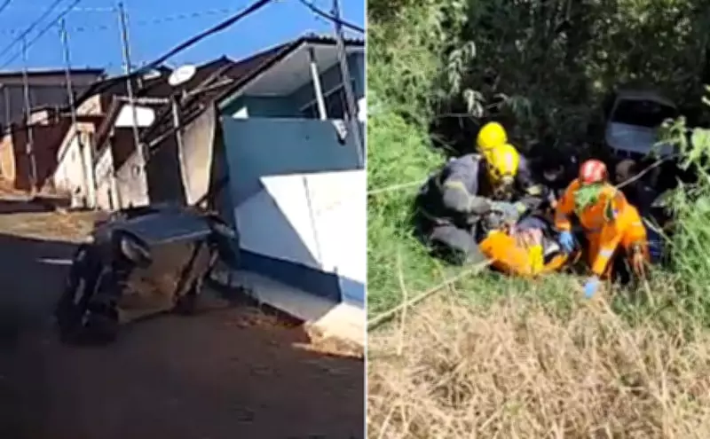 Motorista fica ferido após carro capotar e cair em barranco em Maria da Fé