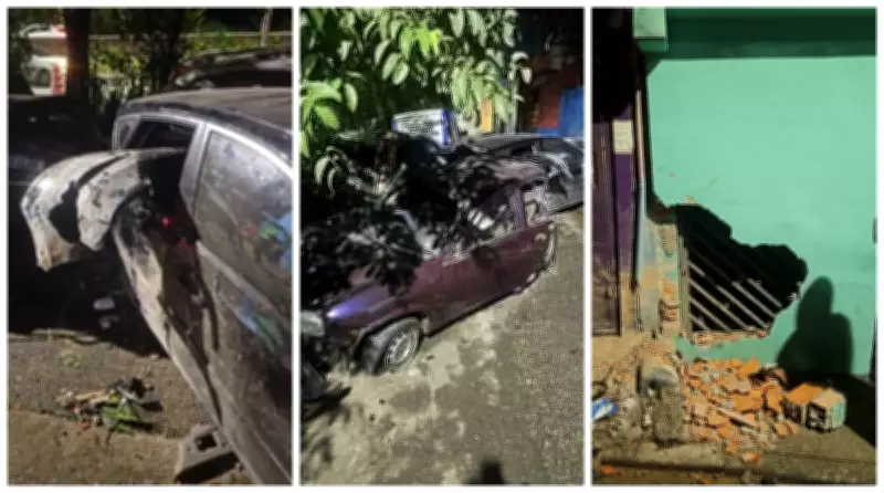 Motorista foge após engavetamento e danificar casas em Santo André