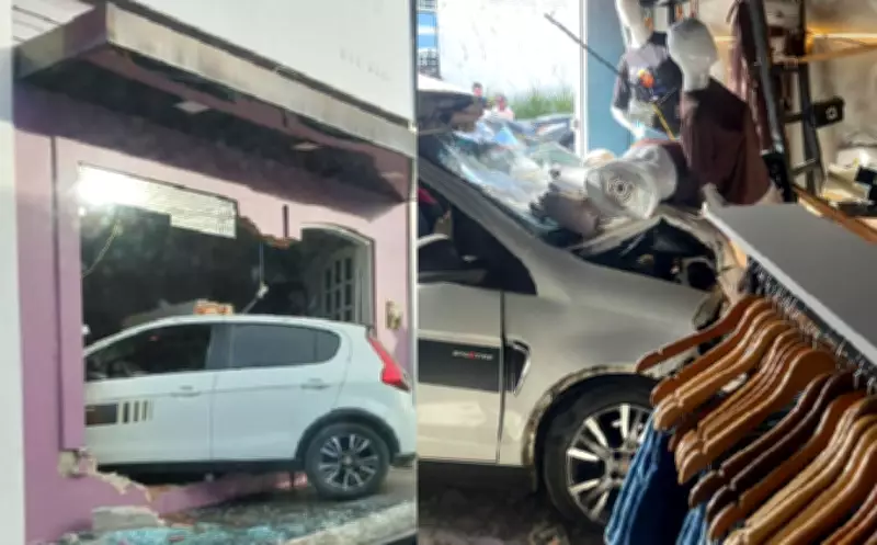 Motorista perde controle e invade loja em Simão Dias; casal é atendido pelo Samu