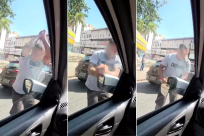 Motorista quebra retrovisor a socos durante briga de trânsito em São Vicente, SP