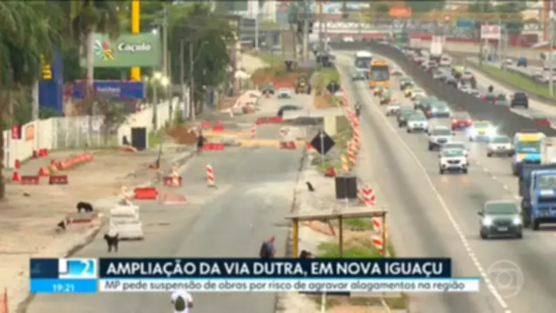 MP pede suspensão de obras na Via Dutra em Nova Iguaçu por risco de alagamentos