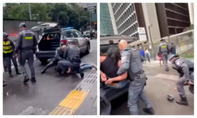 Mulher é algemada e colocada em porta-malas de viatura após discussão em escritório na Paulista