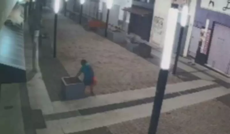 Mulher flagrada arrancando plantas de vasos no Calçadão da Batista em Bauru