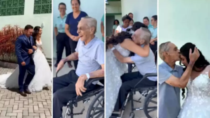 Noiva surpreende pai internado vestida de noiva no ES e realiza sonho dele