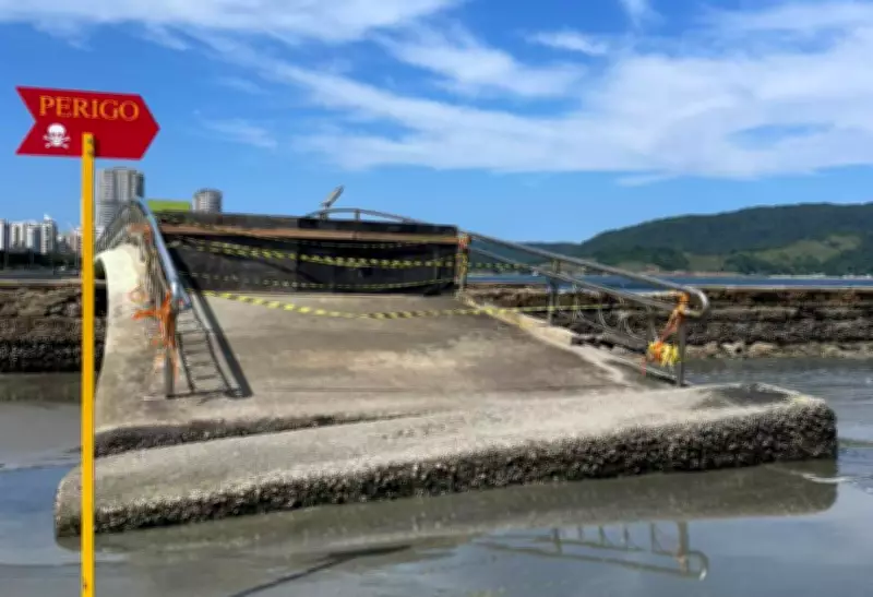 Passarela do Canal 5 em Santos é interditada para obras de prolongamento por 40 dias