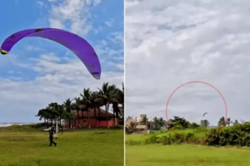 Piloto de paramotor grava momento exato da queda em quintal de casa no litoral de SP