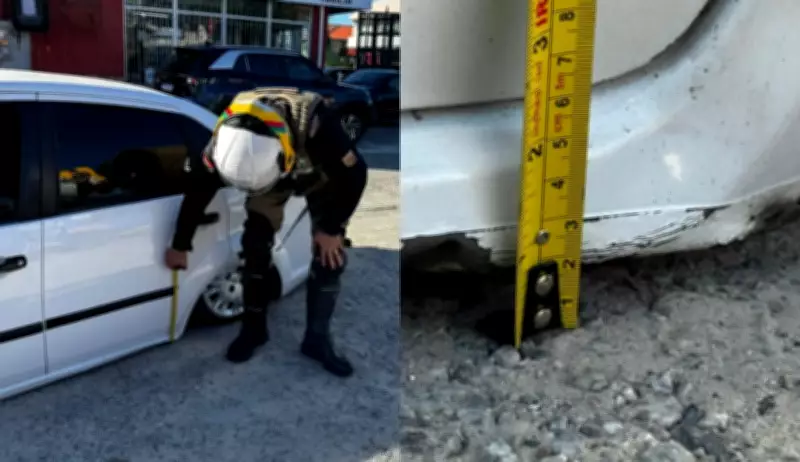 Polícia usa fita métrica para flagrar carro rebaixado a 3 cm do chão em SC