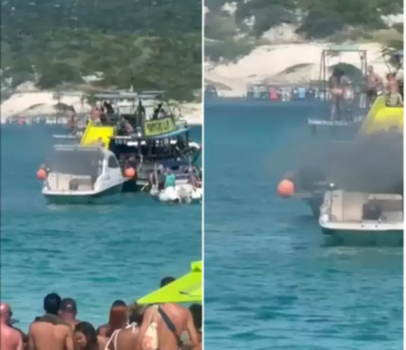 Princípio de incêndio em embarcação mobiliza resgate em Arraial do Cabo