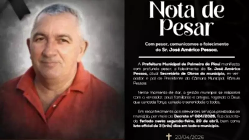 Secretário municipal morre aos 66 anos no Piauí, dez dias após aniversário