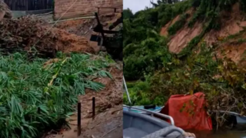 Temporal em Oriximiná causa deslizamento de barranco e danos na cidade